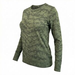 Lululemon Breeze By Long‎ Sleeve Top Mesh Perforated Running Shirt 6 Camo Green